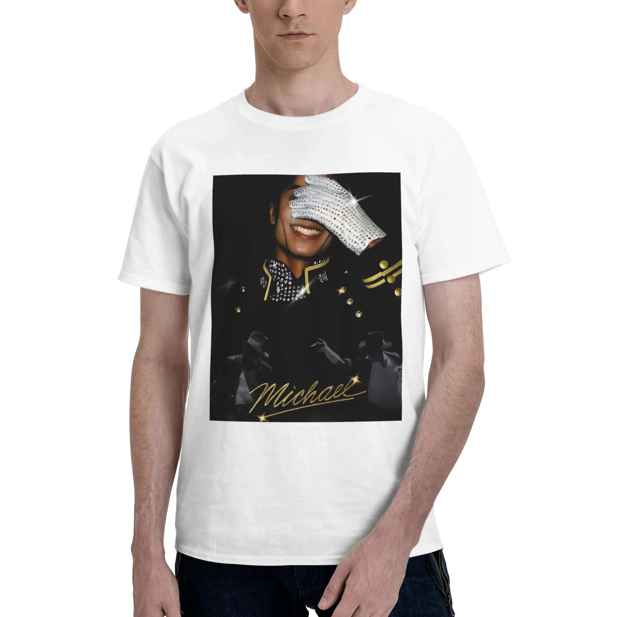 Micheal jackson Funny Graphic 100% Cotton T-Shirt MJ Tops Tees For Men