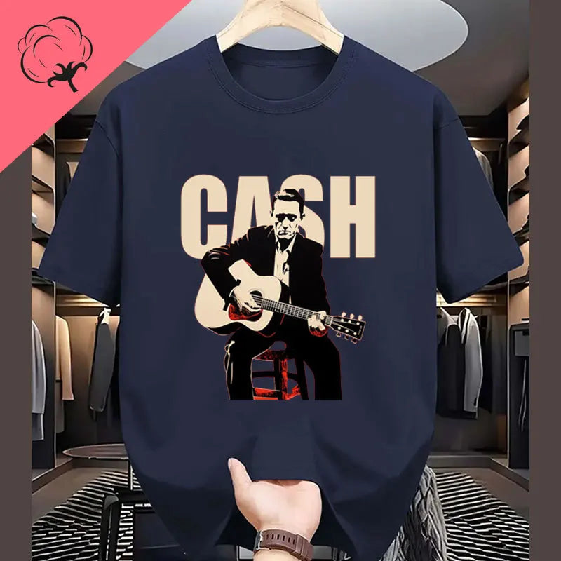 Vintage Johnny Cash Shirt Coutry Music Camisetas Cotton Crewneck Man Clothes Print Graphic T Shirts Camisa Classic Legend Tees