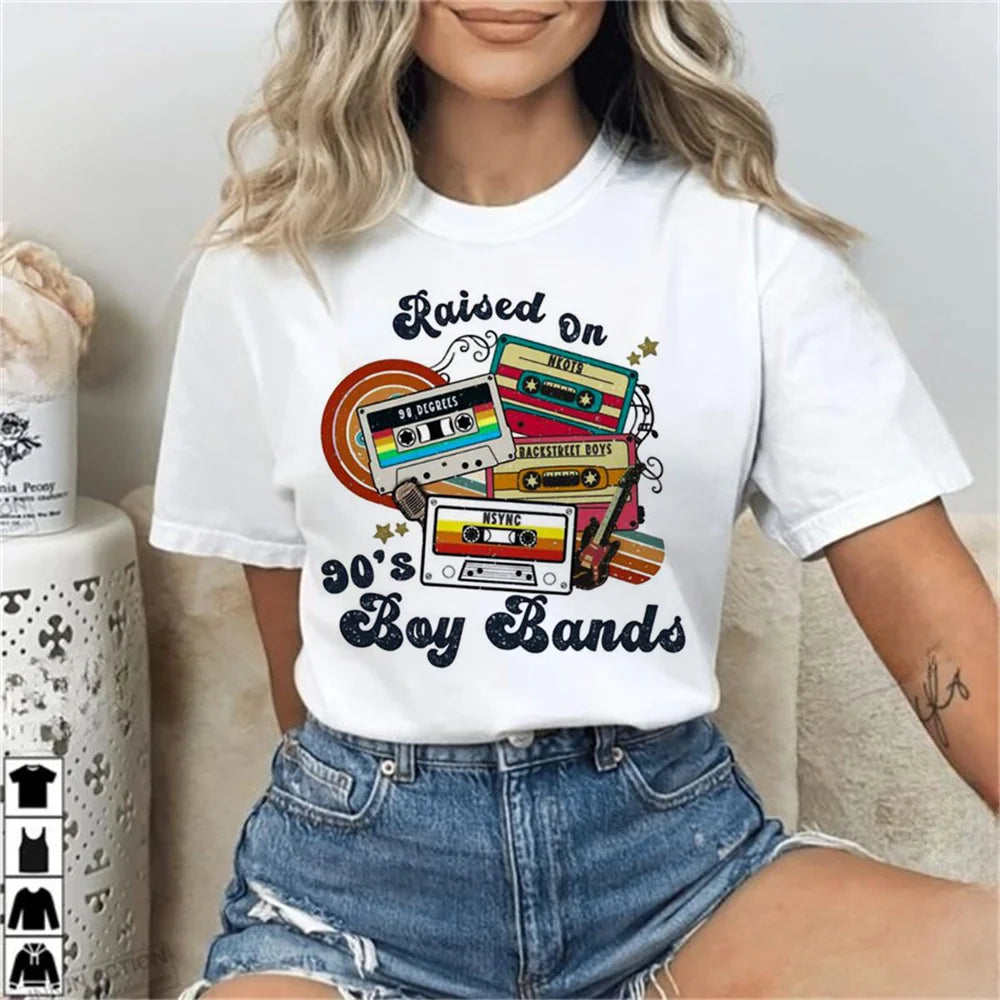 Backstreet Boys top tees women Retro hip hop Classic 2000s kawaii Pastel t-shirt Y2k Vintage Digital Grunge graphic
