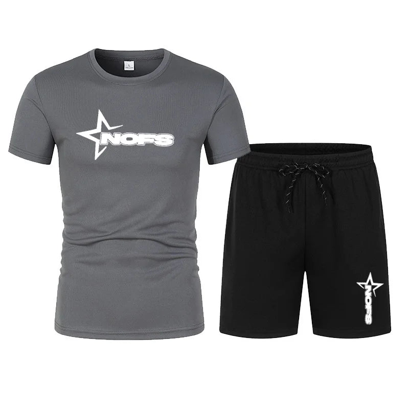 2026 men's summer T-shirt shorts suit, men's breathable sportswear suit, casual fashion short-sleeved T-shirt suit