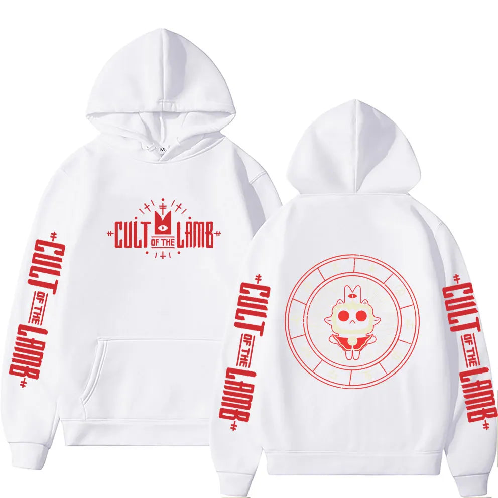 Game Cult of The Lamb Print Hoodie Men Women Vintage Fleece Cotton Pullover Hoodies Unisex Fashion Casual Oversized Streetwear