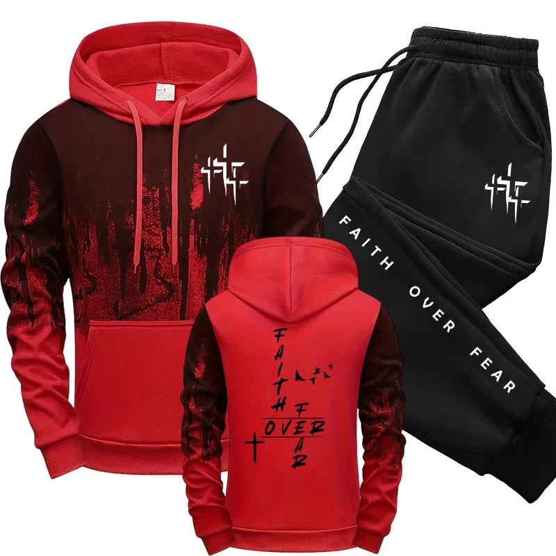 Fall Winter Daily Casual Fashion Sportswear Outdoor Jogger Fitness Outfit 2026 New in Men's Tracksuit Hoodie&sweatpants 2pcs Set