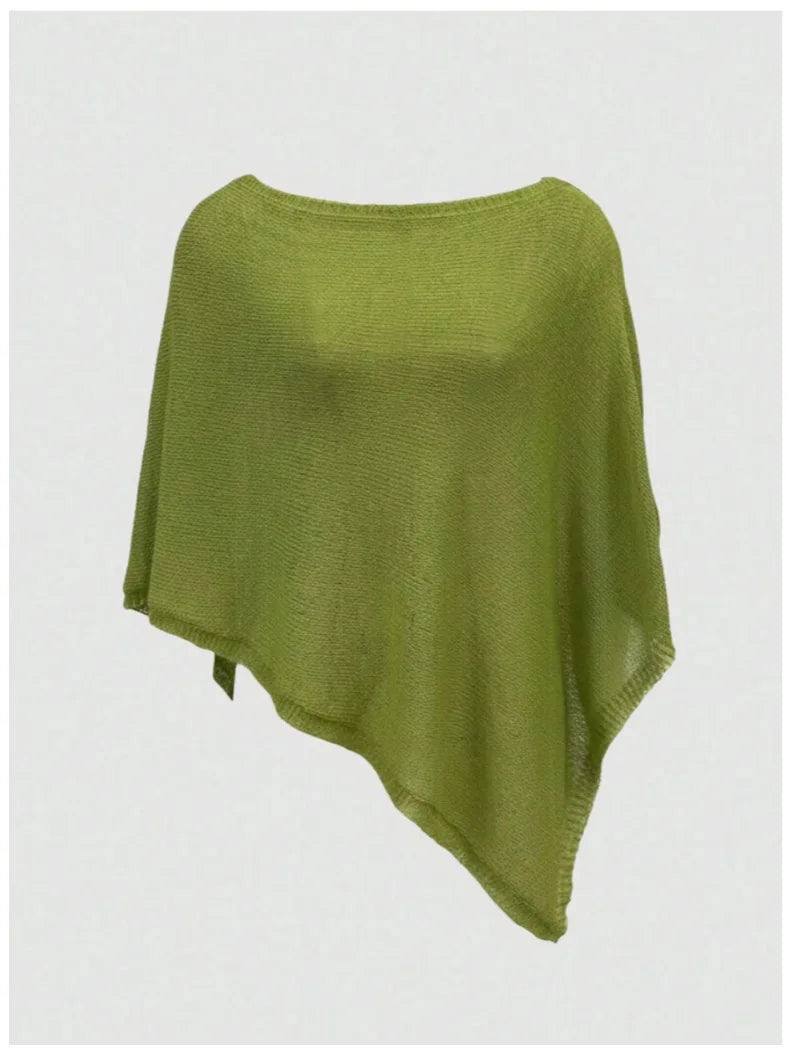 Women's knitted shirt irregular cape shawl casual loose sun protection shirt beach spring and summer lazy thin top