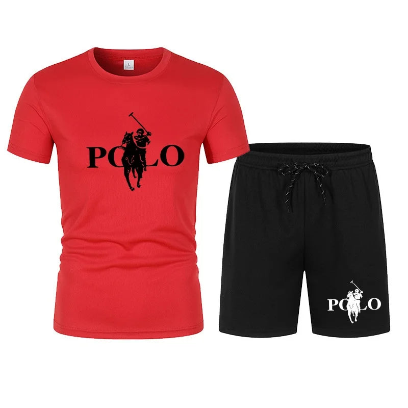 2026 Summer Fashion Trend Leisure Sports Set Mesh High Street Men's Set T-shirt