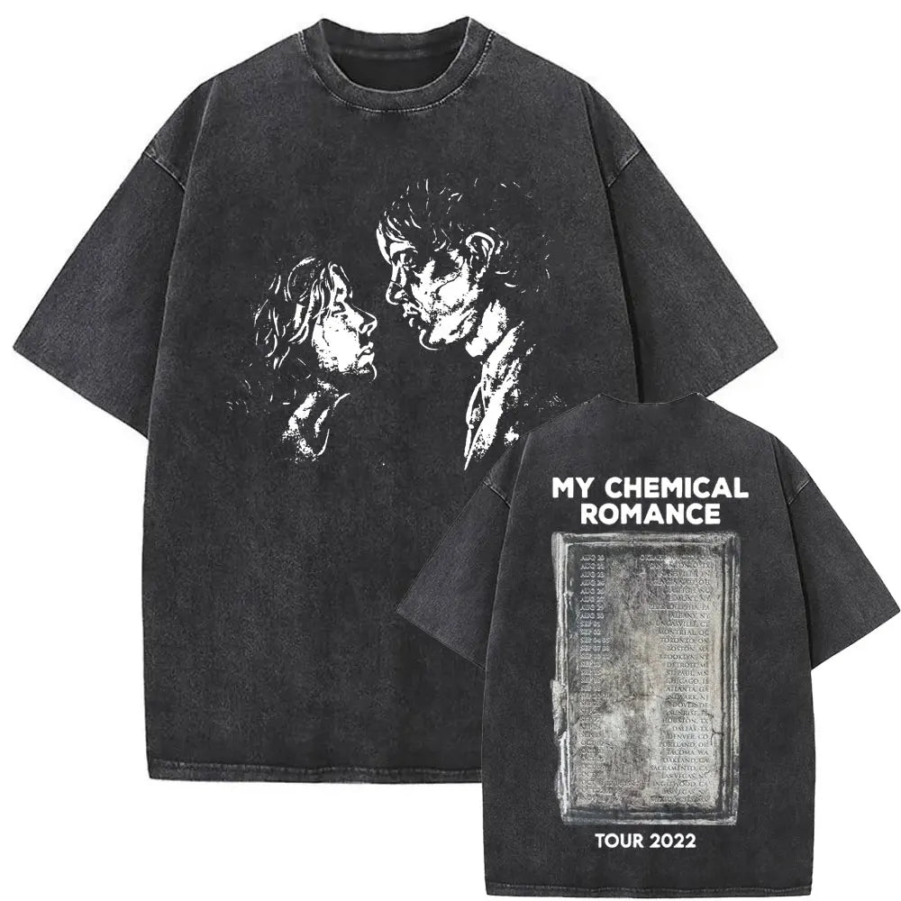 Washed Vintage Rock Band My Chemical Romance The Black Parade Tour 2025 T-shirt Men Women Fashion Punk Emo Oversized T Shirts