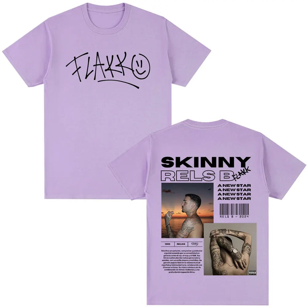 Rapper RELS B Skinny Flakk A New Star Album T-shirt Men Women Clothing Fashion Hip Hop T-shirts Cotton Loose T Shirts Streetwear