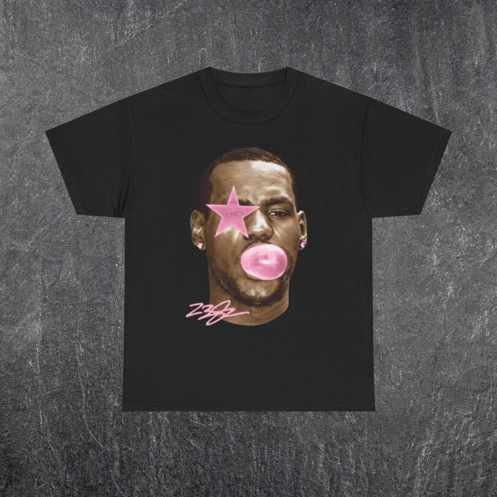 LeBron James Retro T-shirt Basketball Legend Pattern T-shirt, Loose Print T-shirt Cool Handsome Boys T-shirt