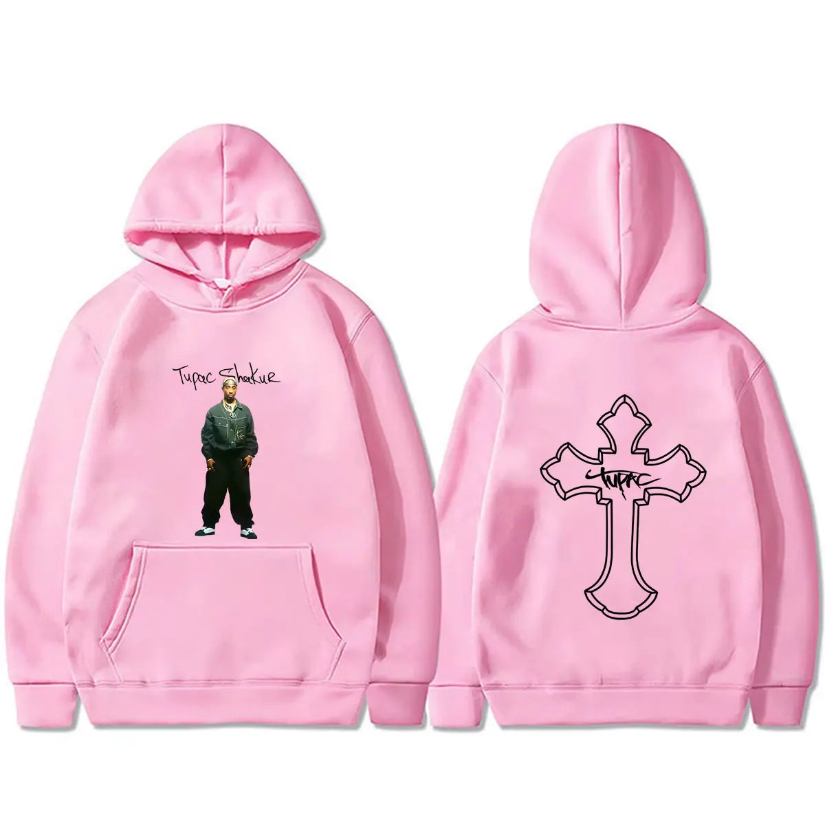Rapper Tupac 2pac Cross Hoodie Men Women Hip Hop Fashion Vintage Streetwear Male Casual Fleece Cotton Oversized Pullover Hoodies