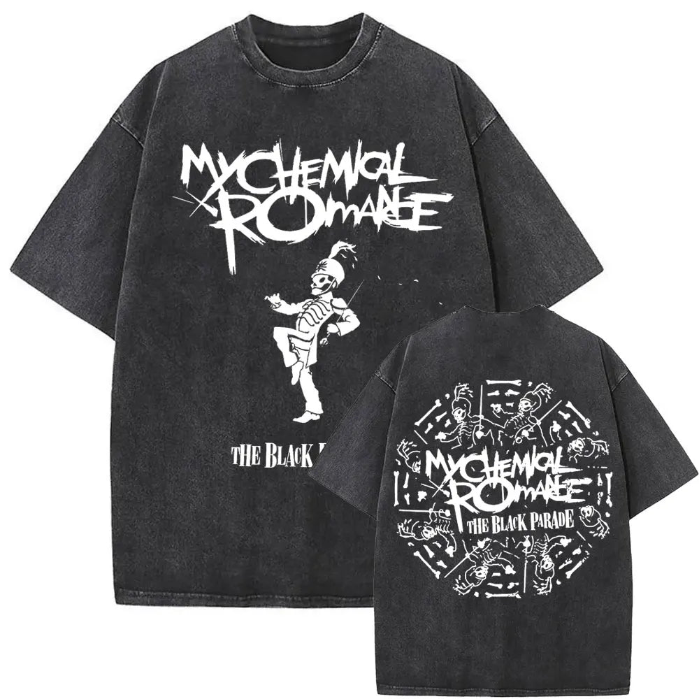 Washed Vintage Rock Band My Chemical Romance The Black Parade Tour 2025 T-shirt Men Women Fashion Punk Emo Oversized T Shirts