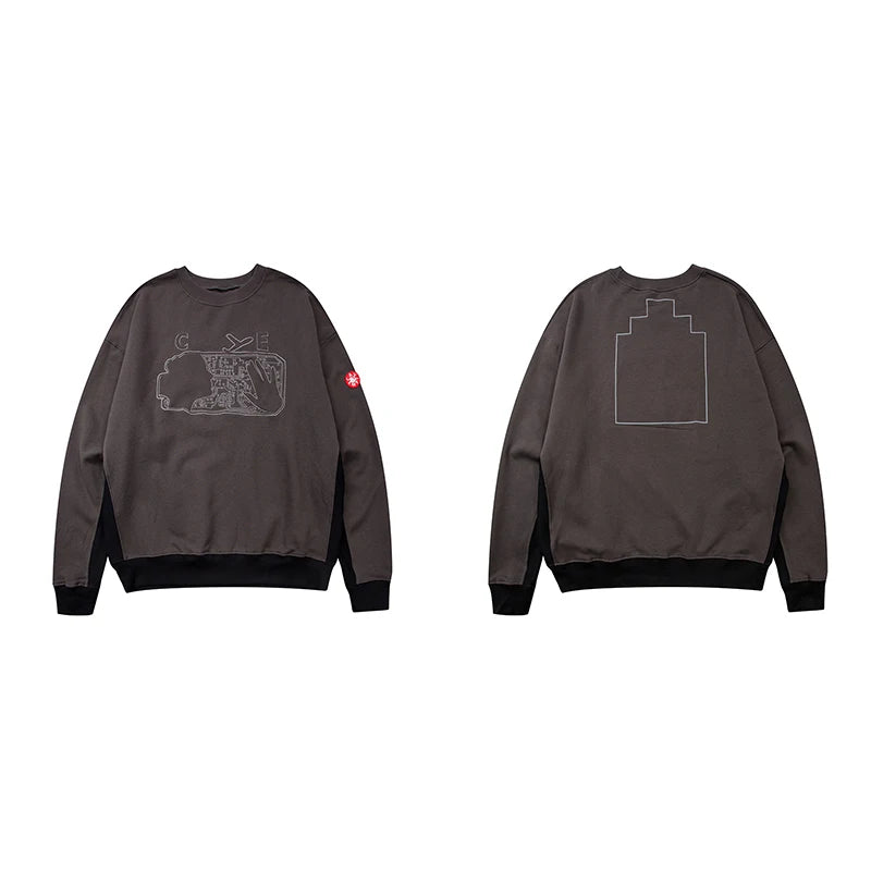 New CAV EMPT Washed Round Neck Sweatshirt Men Women Loose Fit Vintage Ghost Hand Print Japanese Streetwear CE Couple Same Style
