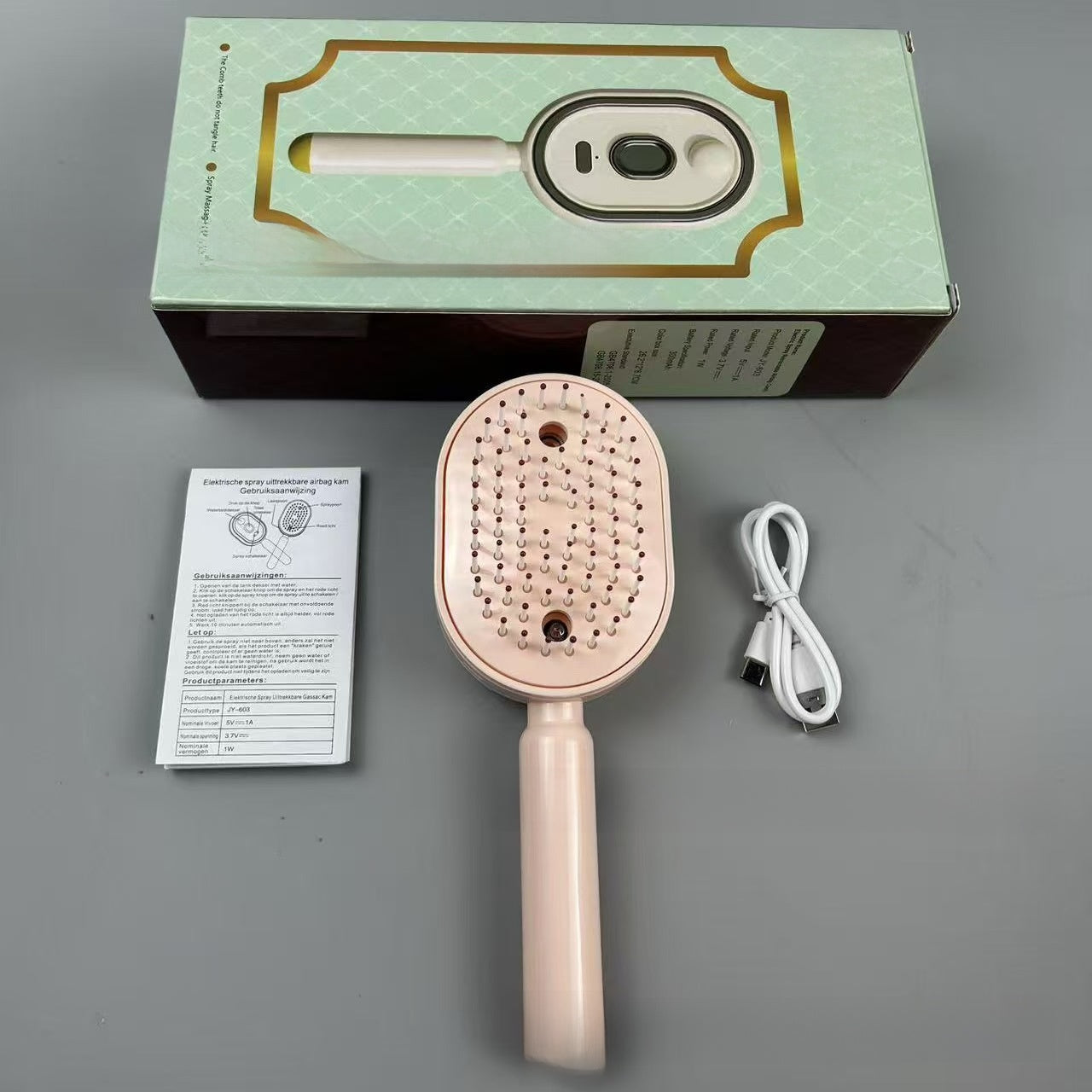 Electric Spray Massage Hair Brush with Red Light Therapy