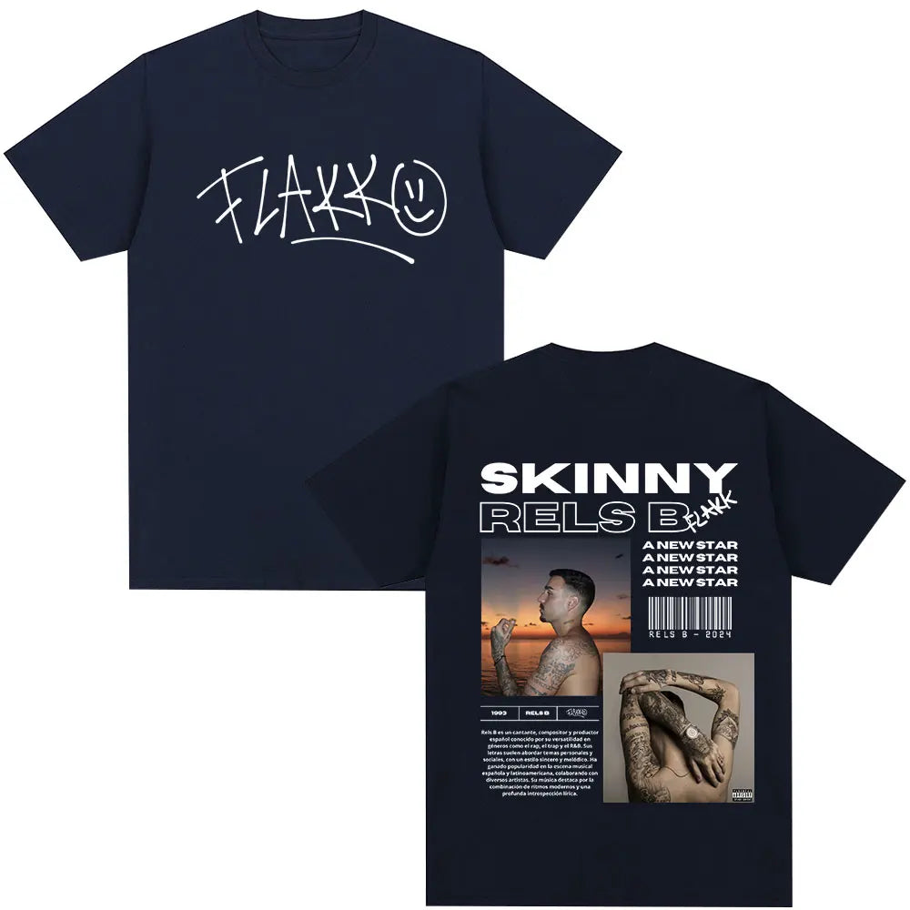 Rapper RELS B Skinny Flakk A New Star Album T-shirt Men Women Clothing Fashion Hip Hop T-shirts Cotton Loose T Shirts Streetwear