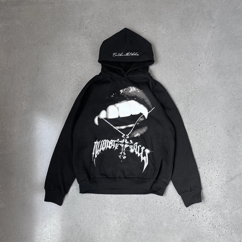Trendy Y2K Minimalist Hoodie Oversized Unisex Streetwear Pullover with Unique Retro Graphic Design Soft Cotton Blend Couples