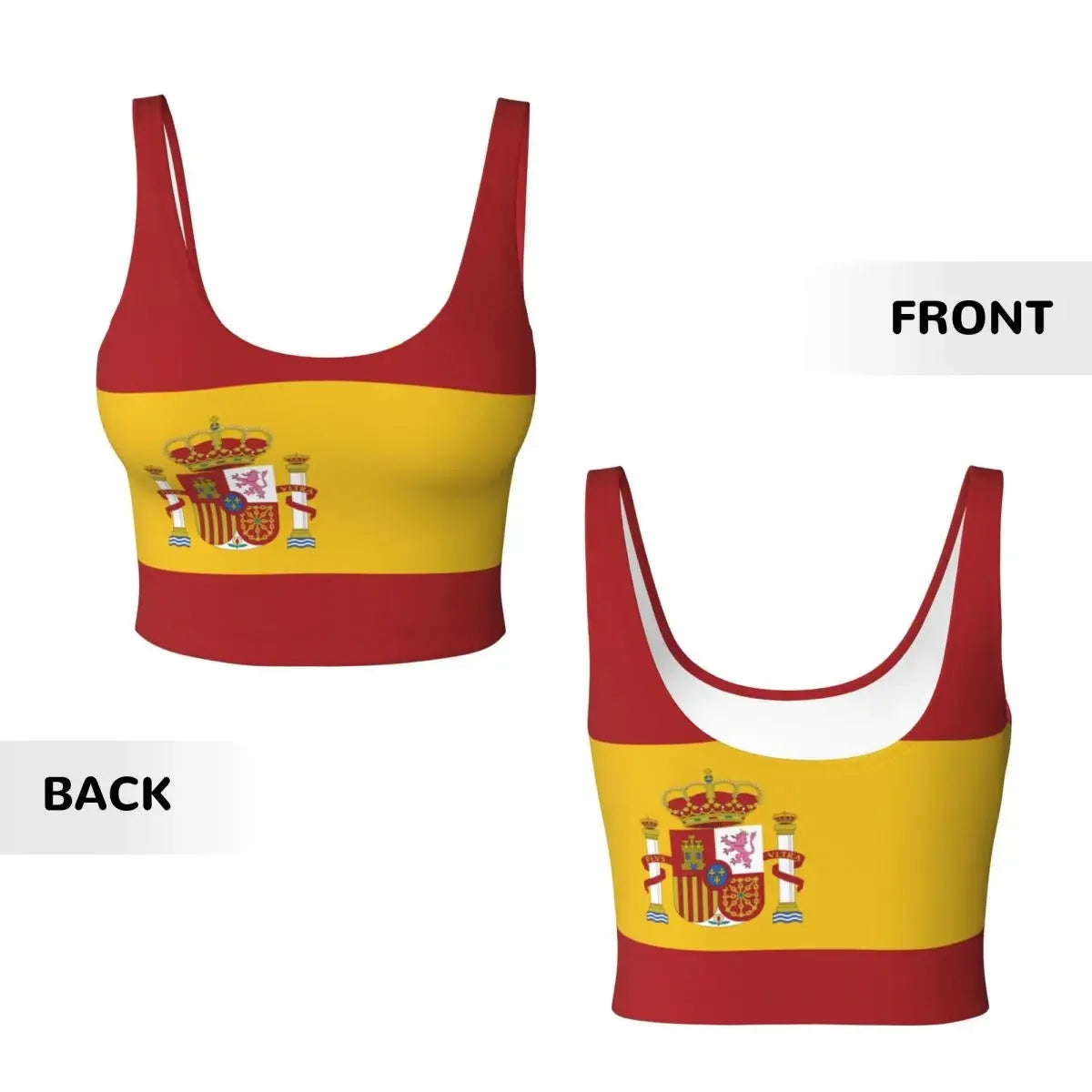 Spain Flag Basic Tops Women Samba Sexy V-Neck Yoga Fitness Sports Tops