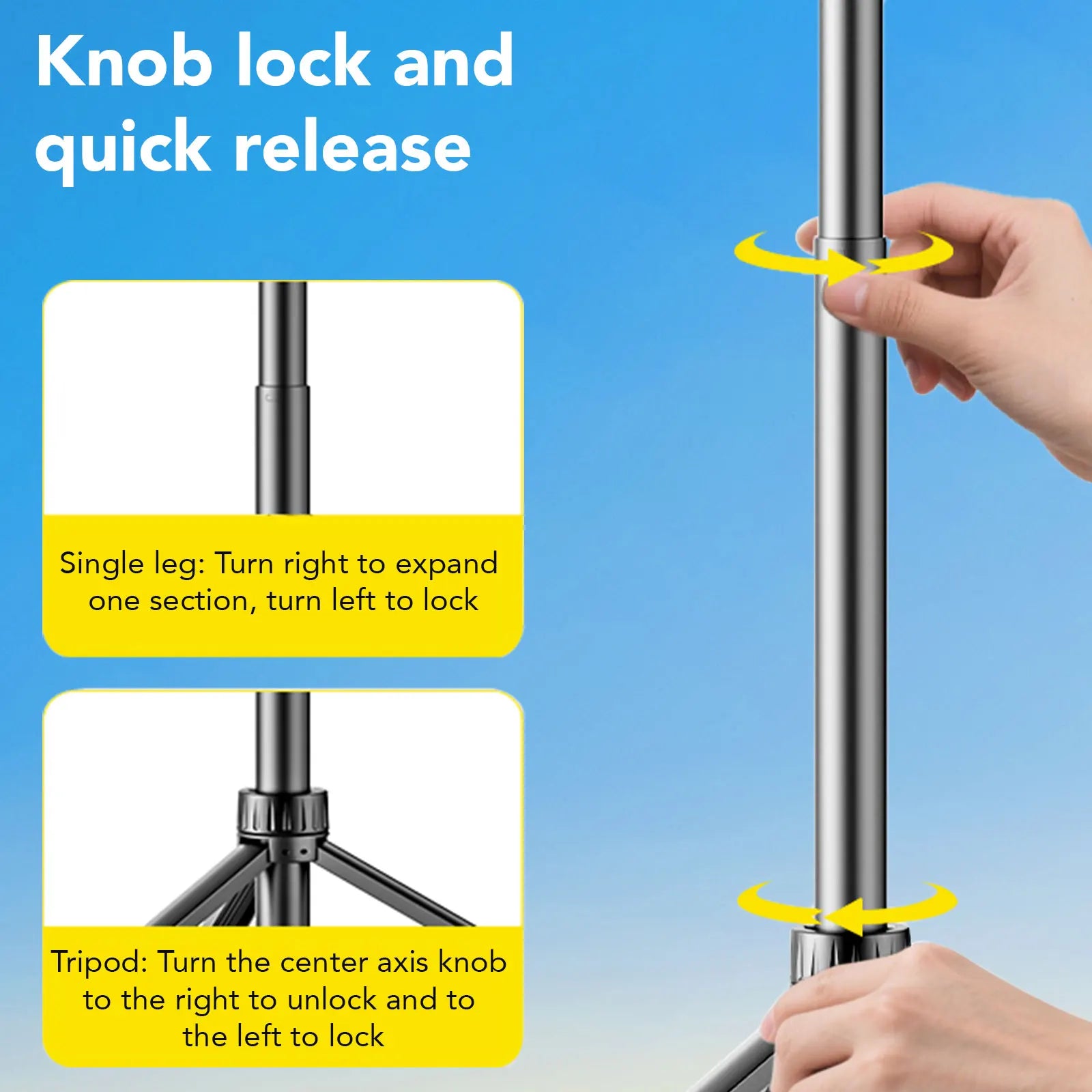 AOCHUAN 61 inch Aluminum Alloy Tripod 4/1 Threaded Interface Suitable For Any Device