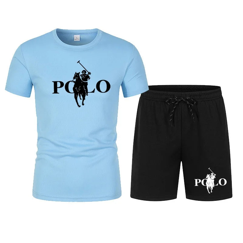 2026 Summer Fashion Trend Leisure Sports Set Mesh High Street Men's Set T-shirt