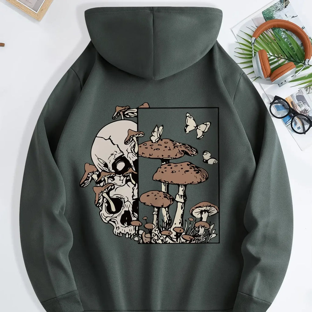 New unisex stylish hooded sweatshirts casual everyday hoodies printed with skull mushroom and butterfly patterns
