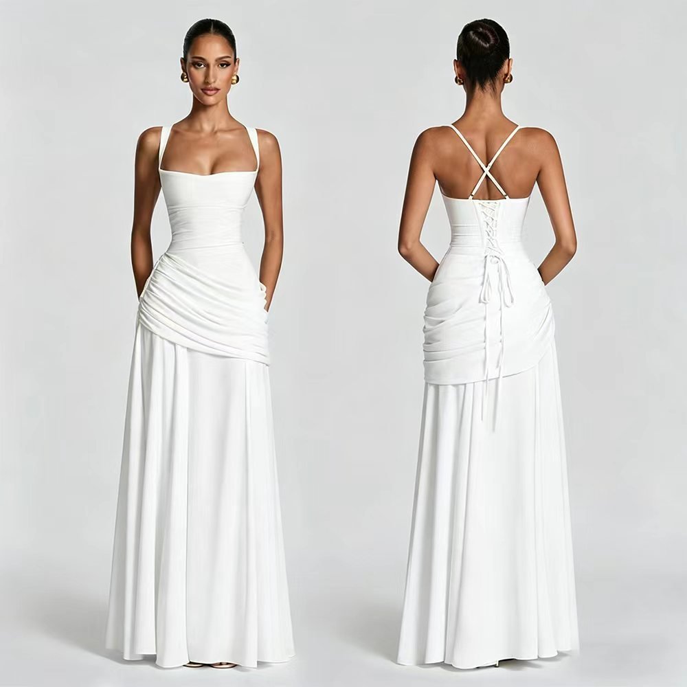 Elegant Chiffon Bodycon Dress - Desert aura