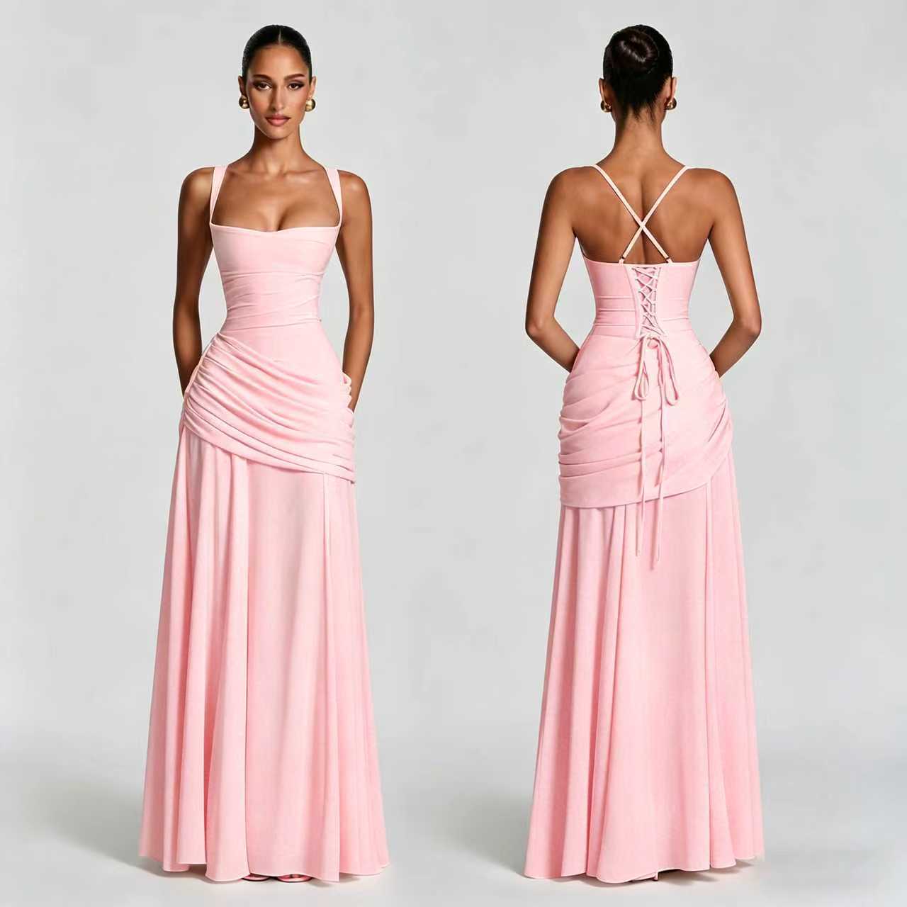 Elegant Chiffon Bodycon Dress - Desert aura