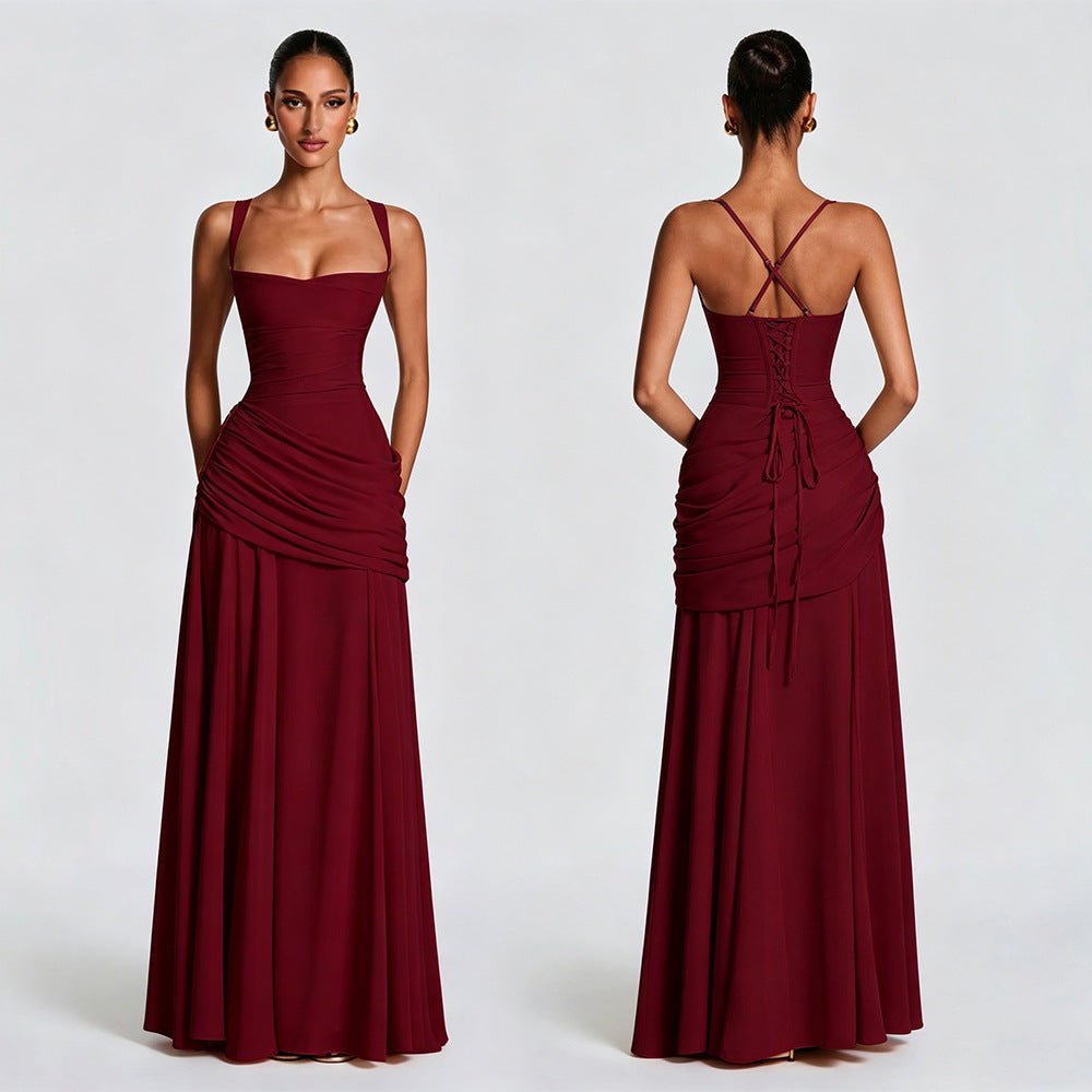 Elegant Chiffon Bodycon Dress - Desert aura