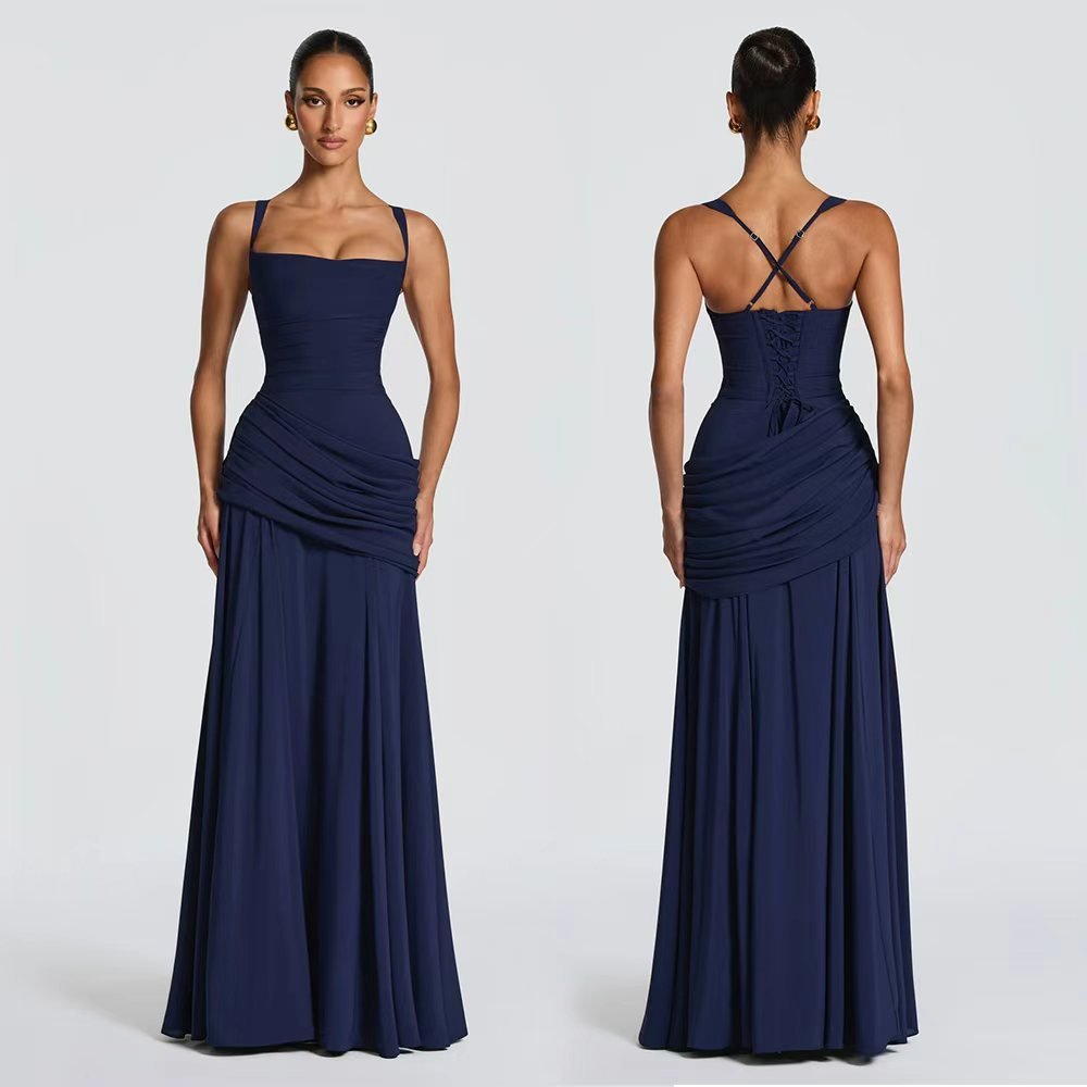 Elegant Chiffon Bodycon Dress - Desert aura
