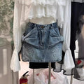 Elegant Women's High Waist Denim Short Skirt Kawaii Bows Sexy Party Mini Jean Skirts Slim Streetwear Y2K Skirt Summer Streetwear - Desert aura