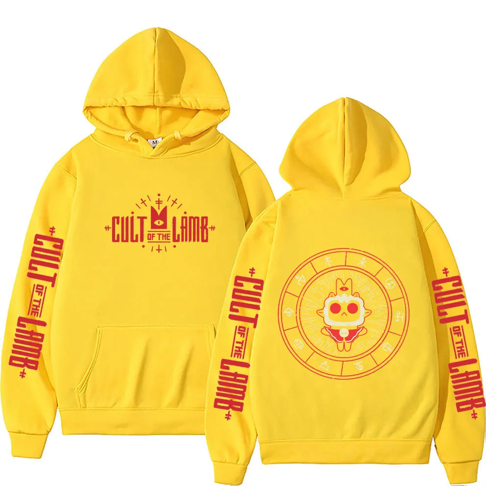 Game Cult of The Lamb Print Hoodie Men Women Vintage Fleece Cotton Pullover Hoodies Unisex Fashion Casual Oversized Streetwear