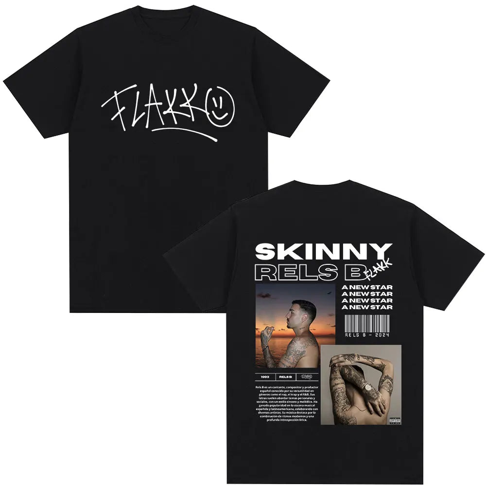 Rapper RELS B Skinny Flakk A New Star Album T-shirt Men Women Clothing Fashion Hip Hop T-shirts Cotton Loose T Shirts Streetwear