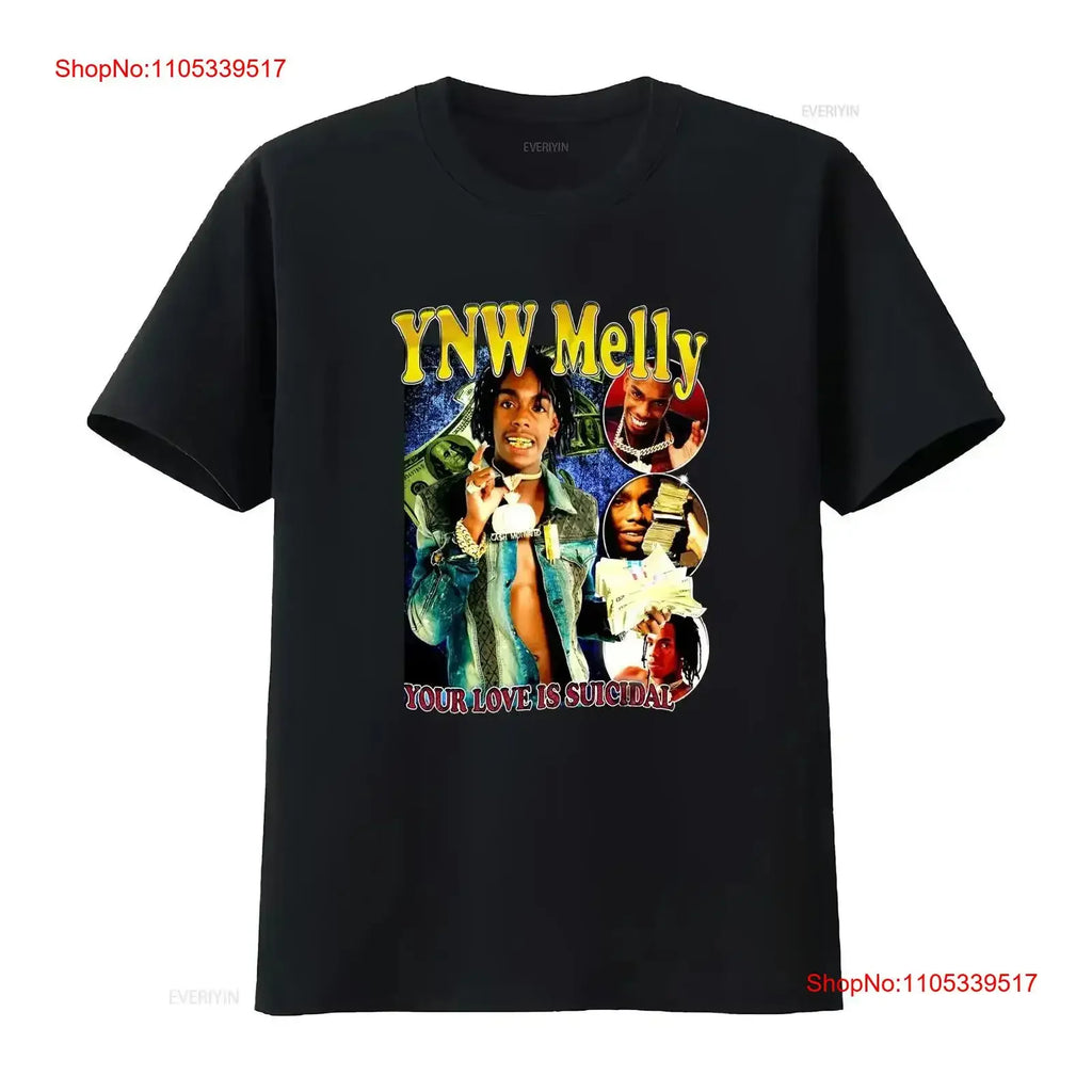 YNW Melly American Rapper T Shirt vintage Washed Top For Everyday Wear graphic homme Breathable  vintage Washed Versatile