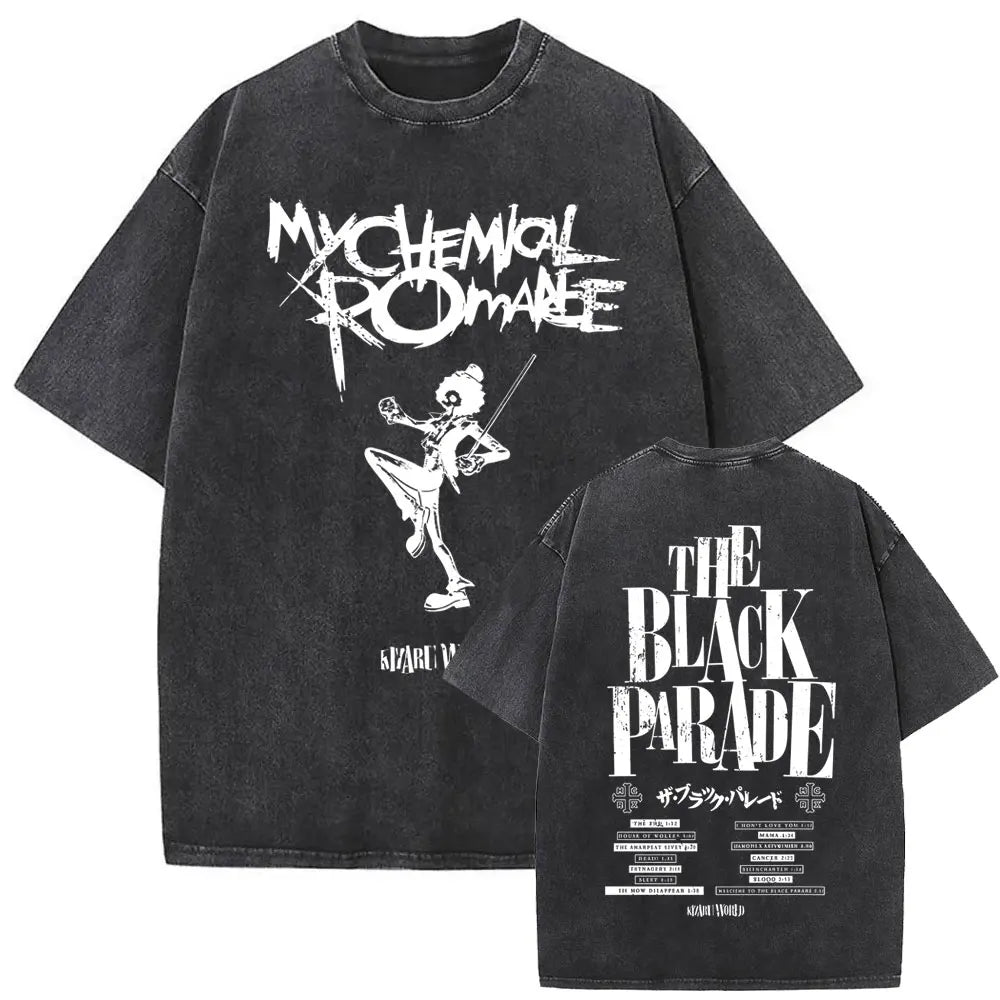 Washed Vintage Rock Band My Chemical Romance The Black Parade Tour 2025 T-shirt Men Women Fashion Punk Emo Oversized T Shirts
