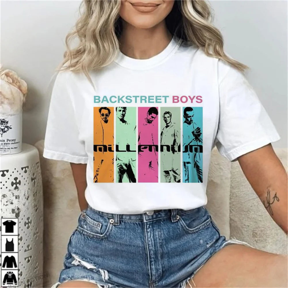 Backstreet Boys top tees women Retro hip hop Classic 2000s kawaii Pastel t-shirt Y2k Vintage Digital Grunge graphic