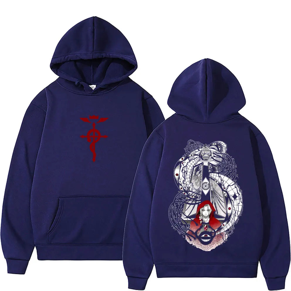 Hot Japanese Anime Fullmetal Alchemist Edward Elric and Alphonse Elric Merch Hoodie Men Women Manga Casual Oversized Sweatshirt