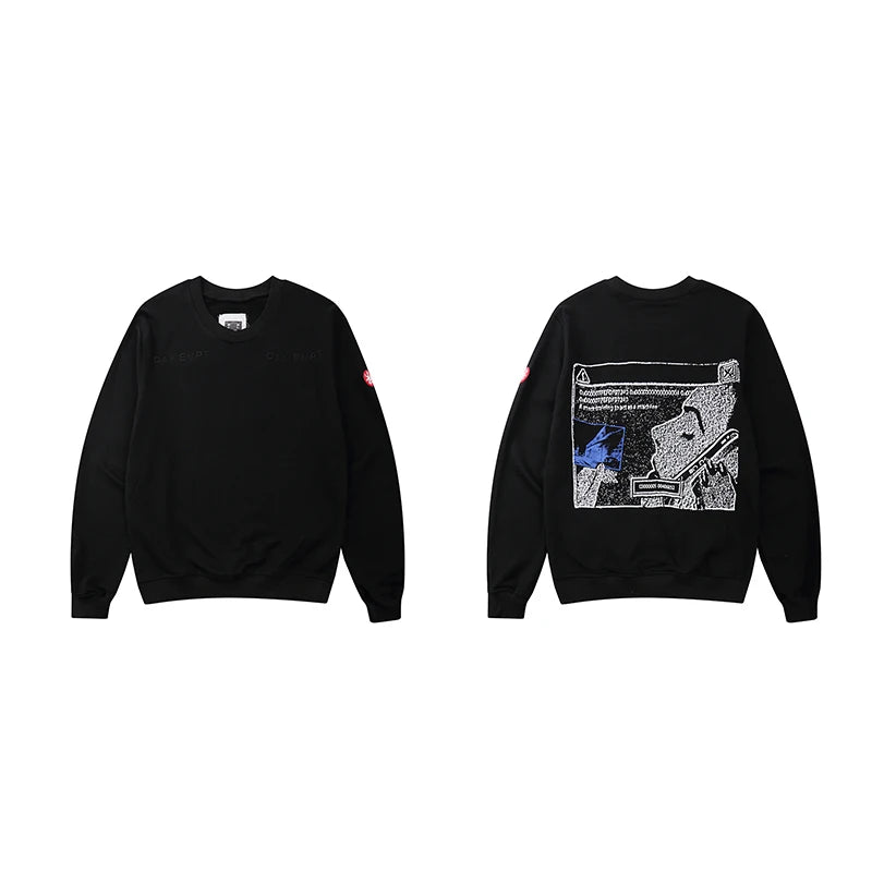 New CAV EMPT Washed Round Neck Sweatshirt Men Women Loose Fit Vintage Ghost Hand Print Japanese Streetwear CE Couple Same Style