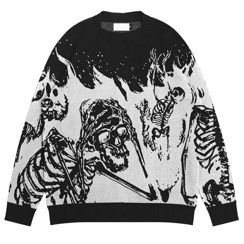 Butterfly Anime Girl Knitwear Sweater Pullovers 2024 Winter Harajuku Y2k Vintage Men's Jumpers Wool Women's Sweater Sweatshirts