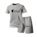 Men's mesh round neck sports suit, spring and summer fashionable fitness jogging pants set, casual outdoor sports two-piece set