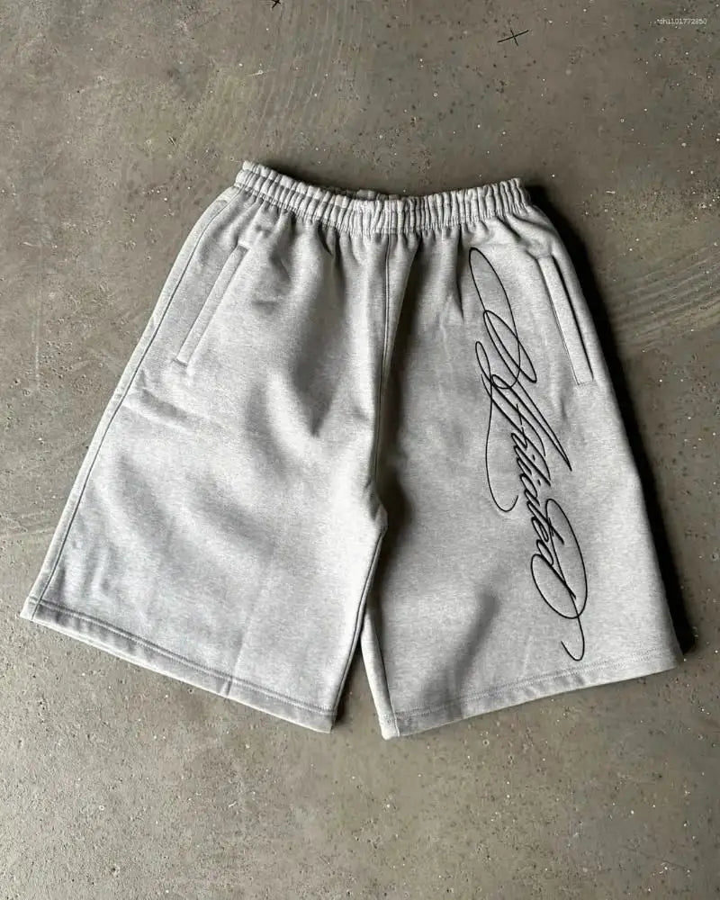 Y2K Harajuku Street Fashion Acrylic Knit High Waist Capri Shorts for Men and Women Baggy Sports Jogging Summer Casual Basketball