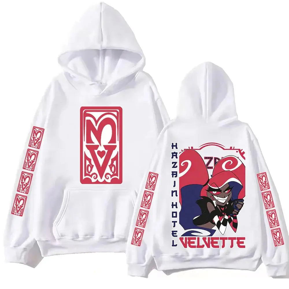 Harajuku Long Sleeve Pullover Tops Hip Pop Hoodies Hazbin Hotel Velvette Graphic Design Hoodie Sweatshirt Gift Unisex