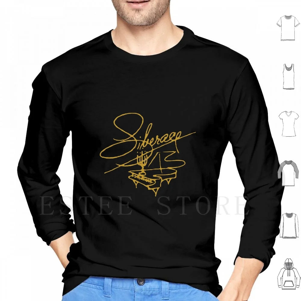 Liberace " Signature " Hoodies Long Sleeve Liberace Signature Piano Music Icon Flaming