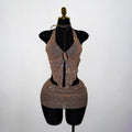 Sparkle Rhinestone Halter Mini Dress For Women Sexy Crystal Mesh Cut Out Backless Party Club Rave Outfit Festival Birthday Wear