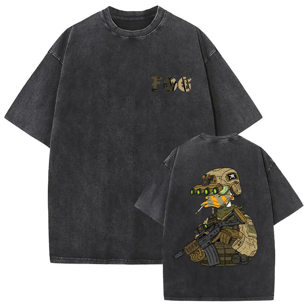 Forward Observations Group Vintage Washed T-shirt Skeleton Graphic T Shirts Men Women Fashion Oversized T-shirts Male Streetwear