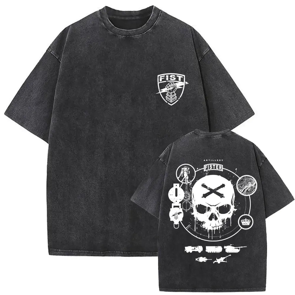 Forward Observations Group Vintage Washed T-shirt Skeleton Graphic T Shirts Men Women Fashion Oversized T-shirts Male Streetwear