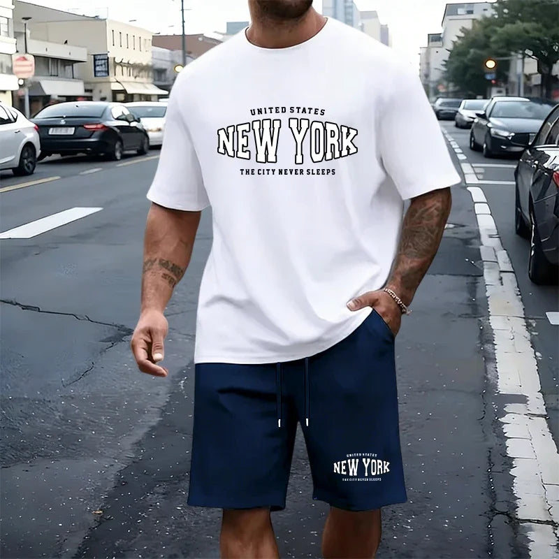 Summer Men's T-Shirt Set Casual O Neck Tees Tracksuit Gym Sports Jogging Clothes 2026 Single Mix and Match Short Sleeves Shorts