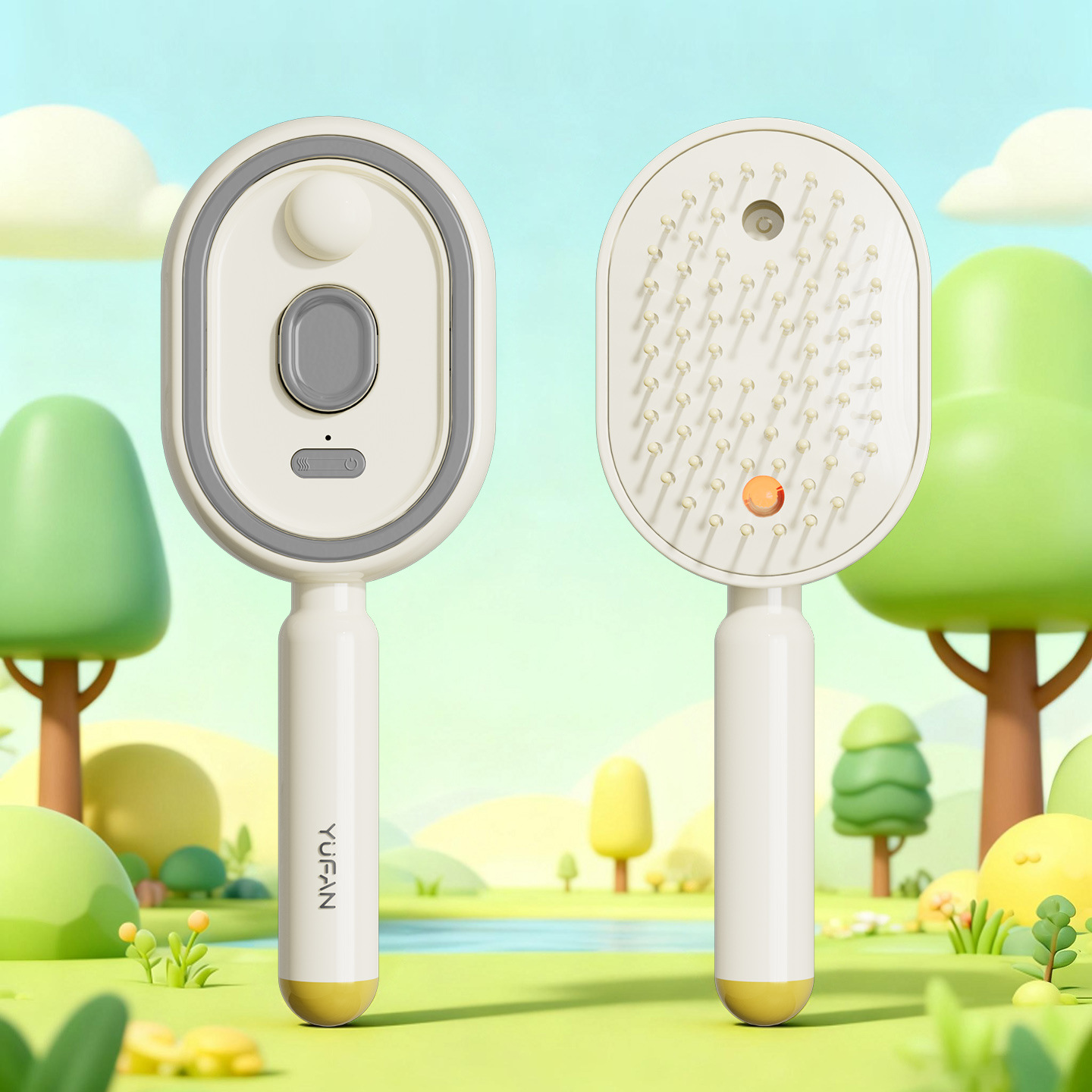 Electric Spray Massage Hair Brush with Red Light Therapy