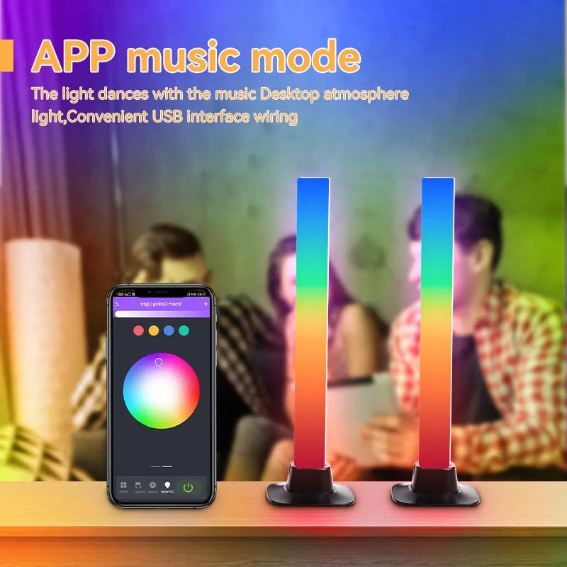 LED Desktop Smart RGB Light Bars USB Plug Night Light Rhythm Ambient Lamp For TV Compute Gaming Desktop Decor