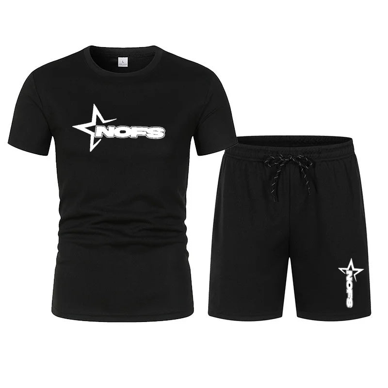 2026 men's summer T-shirt shorts suit, men's breathable sportswear suit, casual fashion short-sleeved T-shirt suit