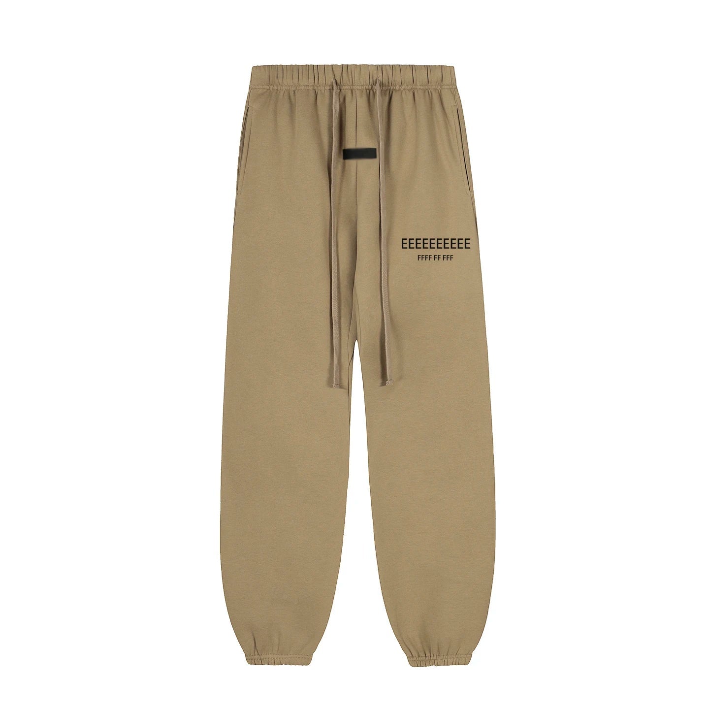 Fashion Double-Line Matching Set Men's Drawstring Pants Luxury Design Long Silicone Letter Pants High Street Couple Oversized Pants Hoodie Set - Desert aura