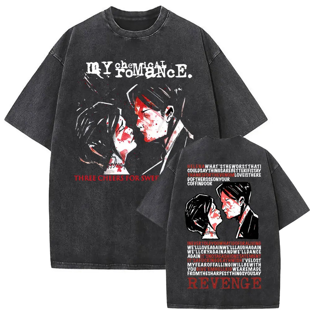 Washed Vintage Rock Band My Chemical Romance The Black Parade Tour 2025 T-shirt Men Women Fashion Punk Emo Oversized T Shirts