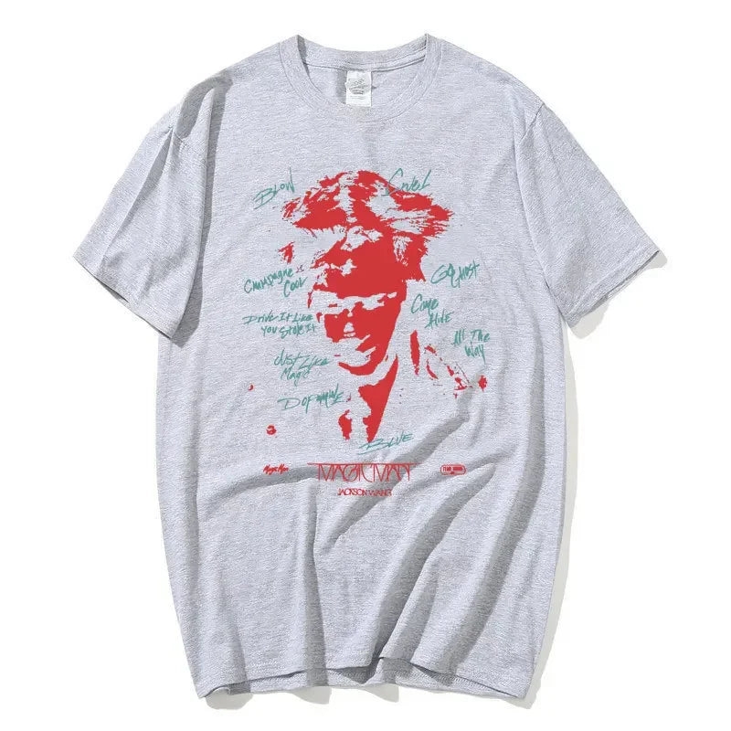 Jackson Wang Magic Man World Tour T Shirt Team Wang Summer Short Sleeve Tee Tops Kpop Harajuku Fashion Gothic Men Women T-shirt