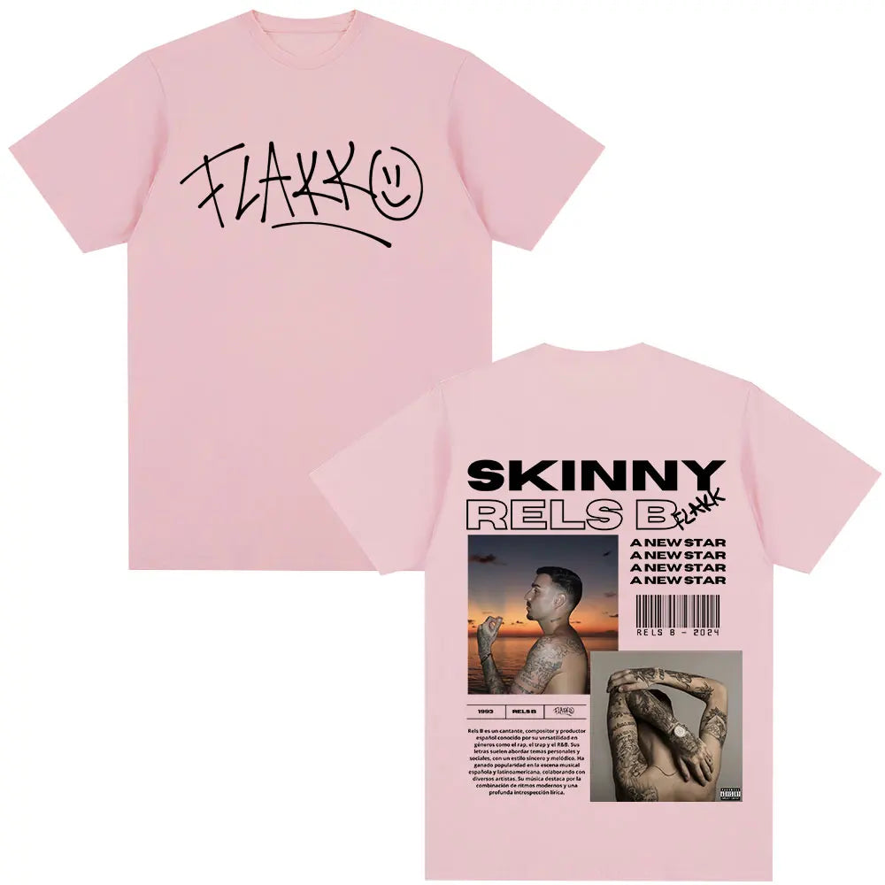 Rapper RELS B Skinny Flakk A New Star Album T-shirt Men Women Clothing Fashion Hip Hop T-shirts Cotton Loose T Shirts Streetwear