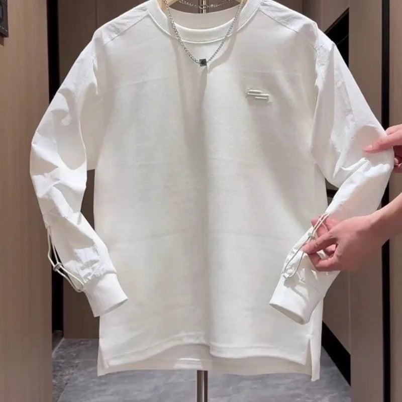 Autumn New Fashion Splicing Round Neck Loose Top Versatile Men's Long-sleeved Casual Sweatshirt